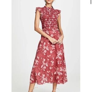 Sea New York Merlot Monet Floral Midi Dress